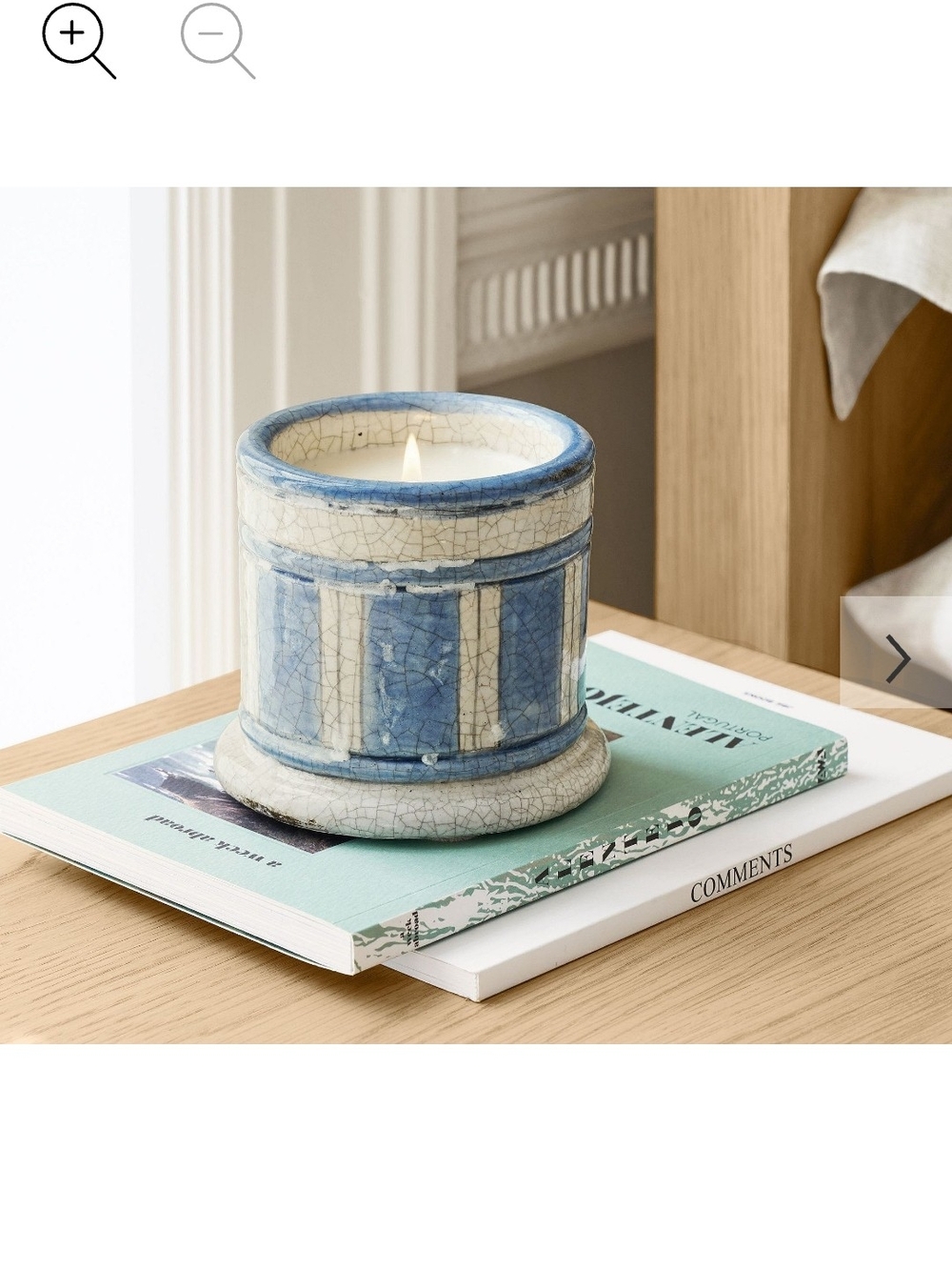 Pottery Barn Hand Painted Ceramic Candle - Navy Beach        .75 lb